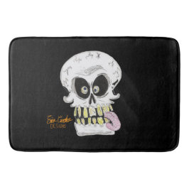 goofy skull skeleton face badematte