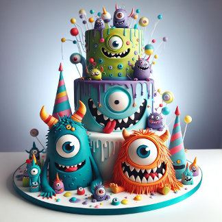 GOOFY WEIRD CRAZY MONSTER CAKE BIRTHDAY EINLADUNG