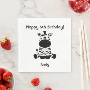 Goofy Zebra Birthday Personal Name Age Serviette