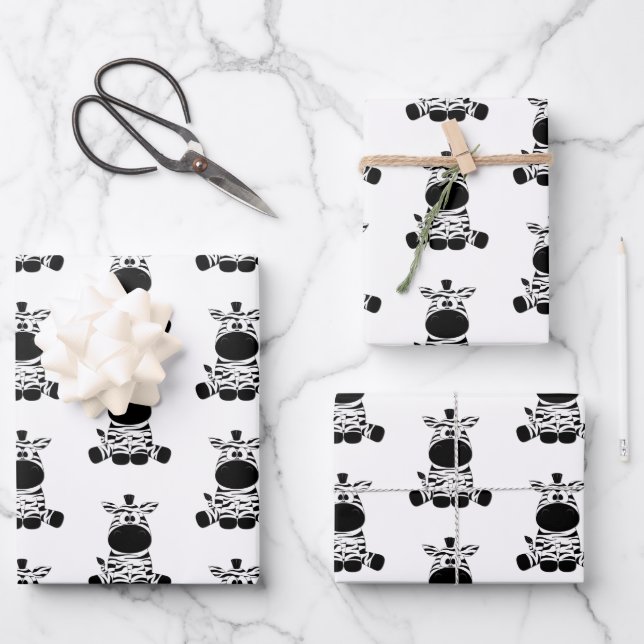 Goofy Zebra Geschenkpapier Set (Vorderseite)