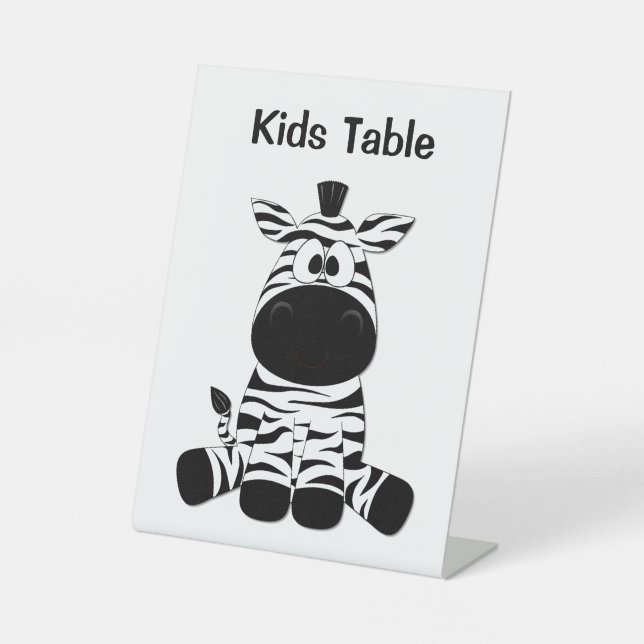 Goofy Zebra Kids Table Wedding Idee Sockelschild (Vorderseite)