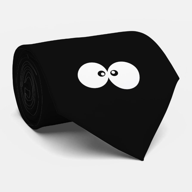 Google Augen, Funny Eyes, Schwarz und Weiß Krawatte (Gerollt)