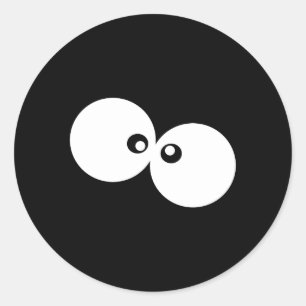 Google Augen, Funny Eyes, Schwarz und Weiß Runder Aufkleber