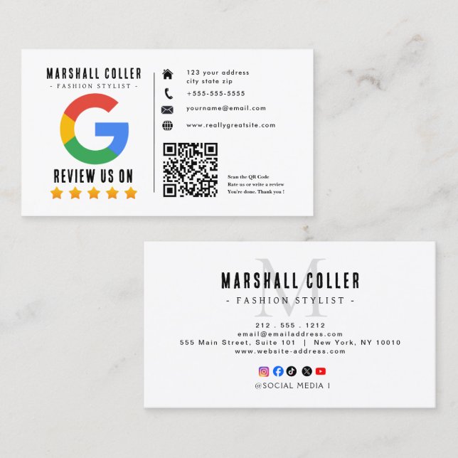 Google-Bewertung mit QR-Code-Link Visitenkarte (Vorne/Hinten)