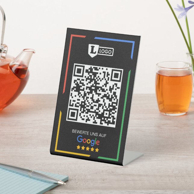 Google Bewertung mit QR-Code  Sockelschild (In SItu)