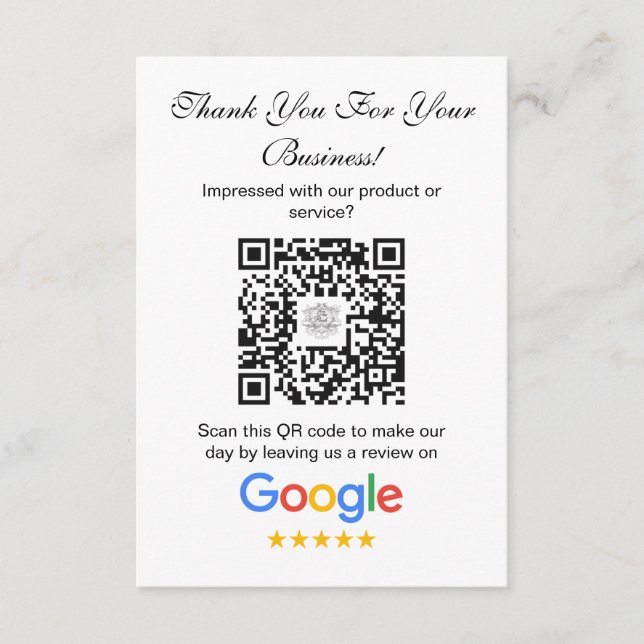 Google-Bewertungen | Business Review Link QR Code Begleitkarte (Vorderseite)
