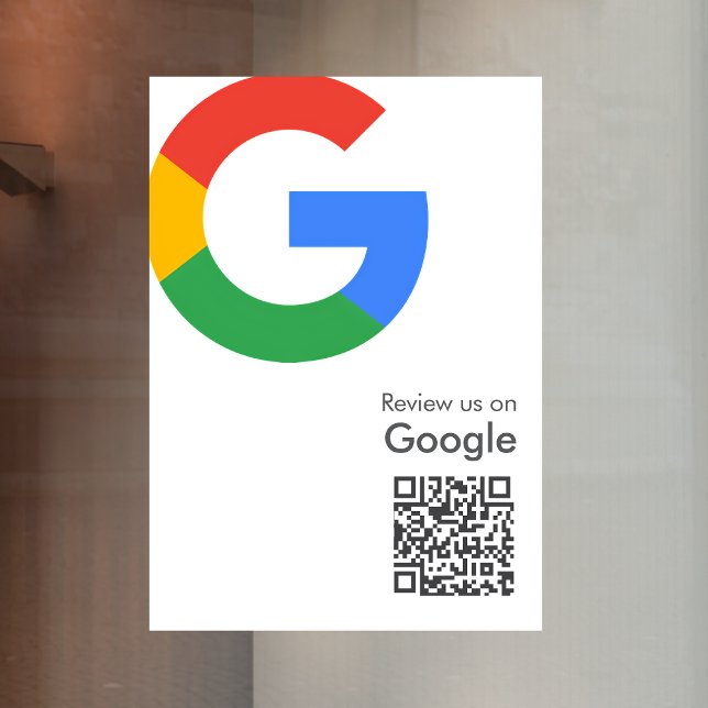 Google-Bewertungen | Business Review Link QR Code Fensteraufkleber (Gain Google reviews & grow your business with this editable rating request window cling decal sign.)