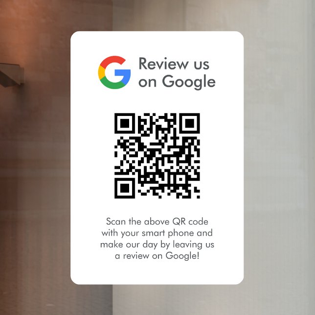Google-Bewertungen | Business Review Link QR Code Fensteraufkleber (Gain Google reviews & grow your business with this editable rating request window cling decal sign.)
