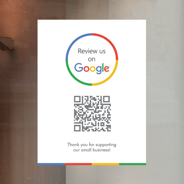 Google-Bewertungen | Business Review Link QR Code Fensteraufkleber (Gain Google reviews & grow your business with this editable rating request window cling decal sign.)