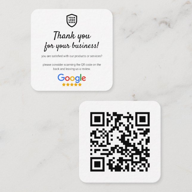 Google-Bewertungen | Business Review Link QR Code  Quadratische Visitenkarte (Vorne/Hinten)