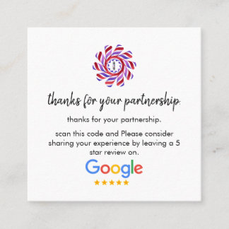 Google-Bewertungen | Business Review Link QR Code  Quadratische Visitenkarte