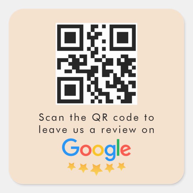 Google-Bewertungen | Business Review Link QR Code Quadratischer Aufkleber (Vorderseite)
