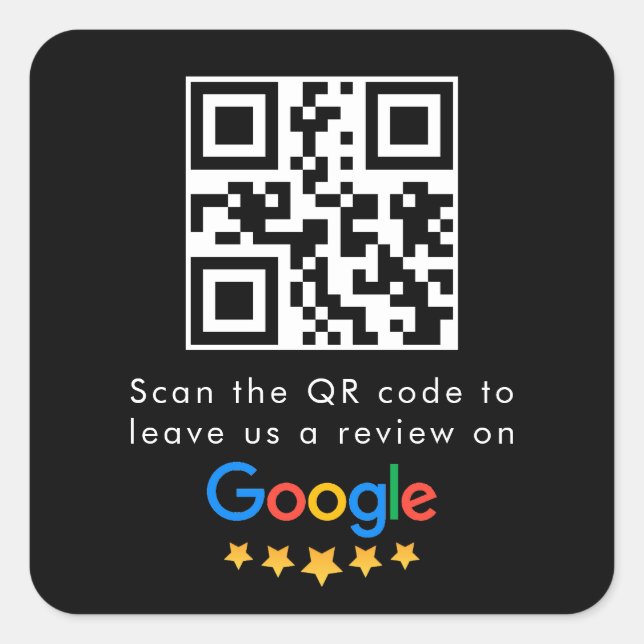Google-Bewertungen | Business Review Link QR Code Quadratischer Aufkleber (Vorderseite)