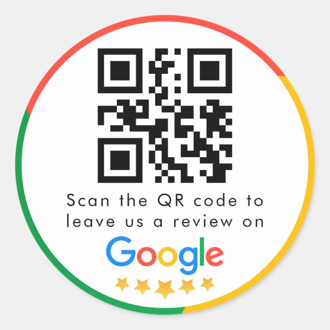 Google-Bewertungen | Business Review Link QR Code Runder Aufkleber (Vorderseite)