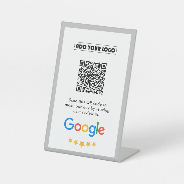 Google-Bewertungen | Business Review Link QR Code Sockelschild (Vorderseite)