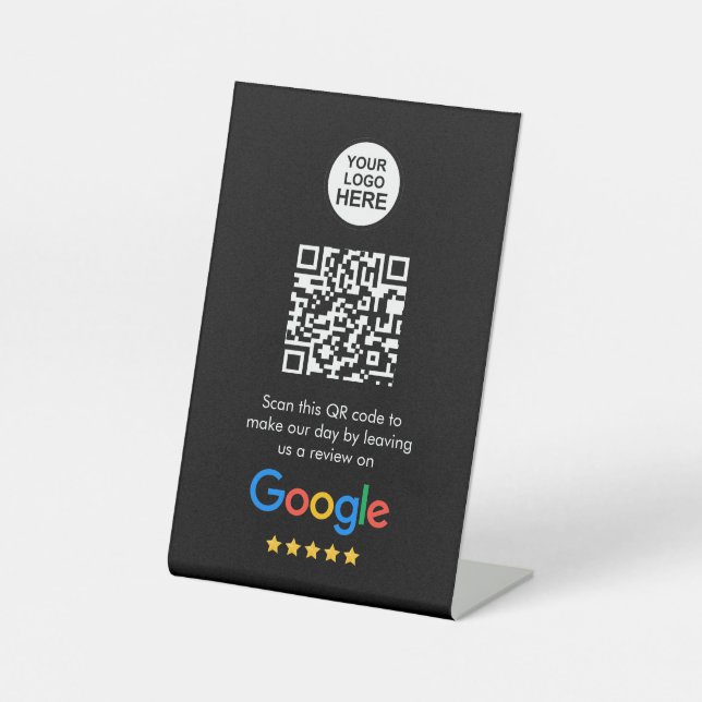 Google-Bewertungen | Business Review Link QR Code  Sockelschild (Vorderseite)