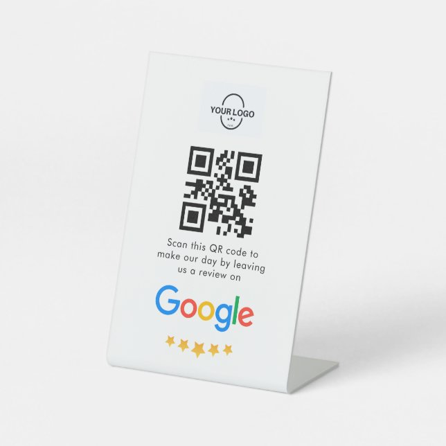 Google-Bewertungen | Business Review Link QR Code Sockelschild (Vorderseite)