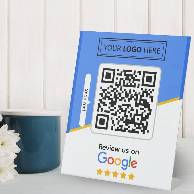 Google-Bewertungen | Business Review Link QR Code Sockelschild (review us on Google)