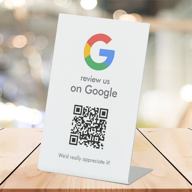 Google-Bewertungen | Business Review Link QR Code Sockelschild (Gain Google reviews & grow your business with this editable  rating request tabletop sign.)