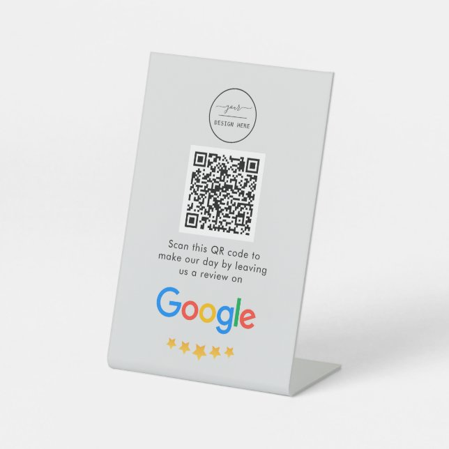Google-Bewertungen | Business Review Link QR Code Sockelschild (Vorderseite)