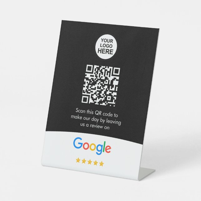Google-Bewertungen | Business Review Link QR Code Sockelschild (Vorderseite)