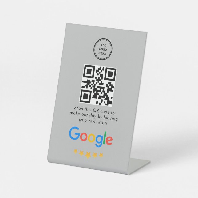 Google-Bewertungen | Business Review Link QR Code Sockelschild (Vorderseite)