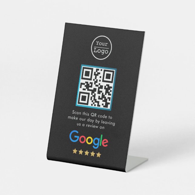 Google-Bewertungen | Business Review Link QR Code Sockelschild (Vorderseite)