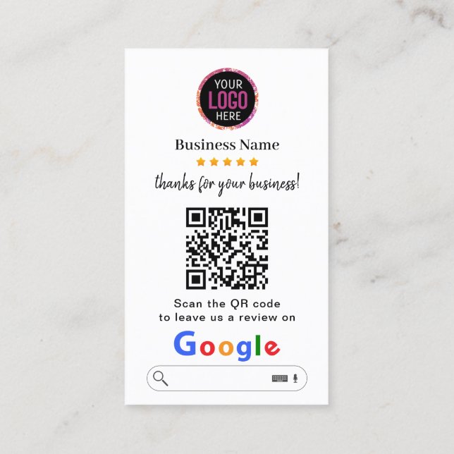Google-Bewertungen | Business Review Link QR Code Visitenkarte (Rückseite)
