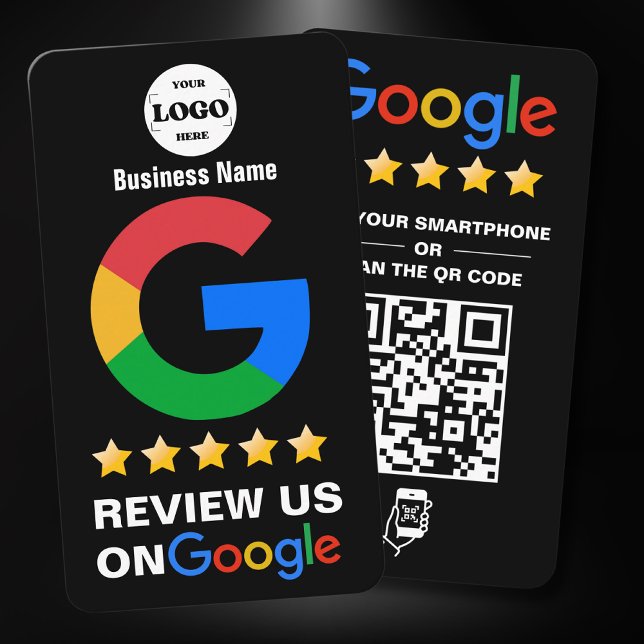 Google-Bewertungen | Business Review US Black QR C Visitenkarte (Von Creator hochgeladen)
