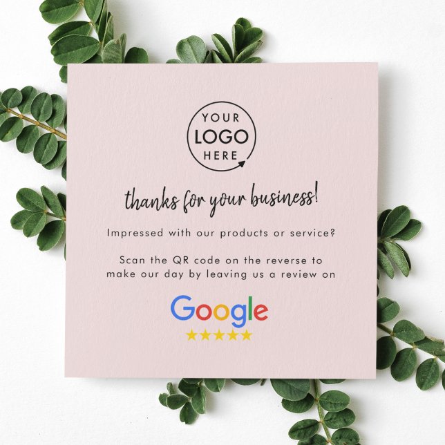 Google-Bewertungen | Business Review Us Blush Pink Quadratische Visitenkarte (Von Creator hochgeladen)