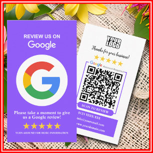 Google-Bewertungen Business Review US Lila QR Co Visitenkarte