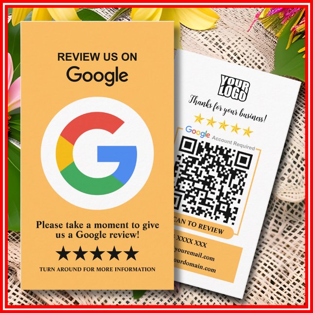 Google-Bewertungen | Business Review Us Peach QR C Visitenkarte (Von Creator hochgeladen)