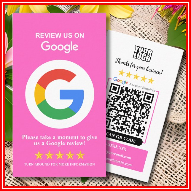 Google-Bewertungen | Business Review Us Pink QR Co Visitenkarte (Von Creator hochgeladen)