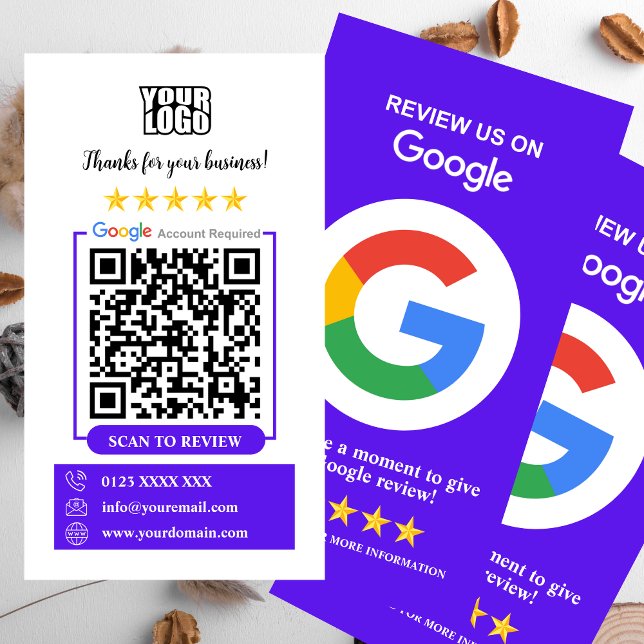 Google-Bewertungen | Business Review US Violet QR  Visitenkarte (Von Creator hochgeladen)