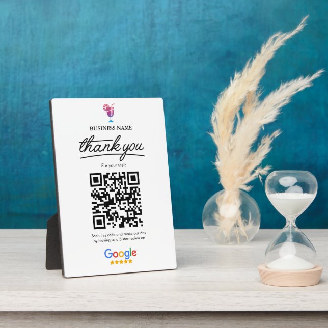 Google-Bewertungen | Cocktail Business QR Code Fotoplatte (Seite)