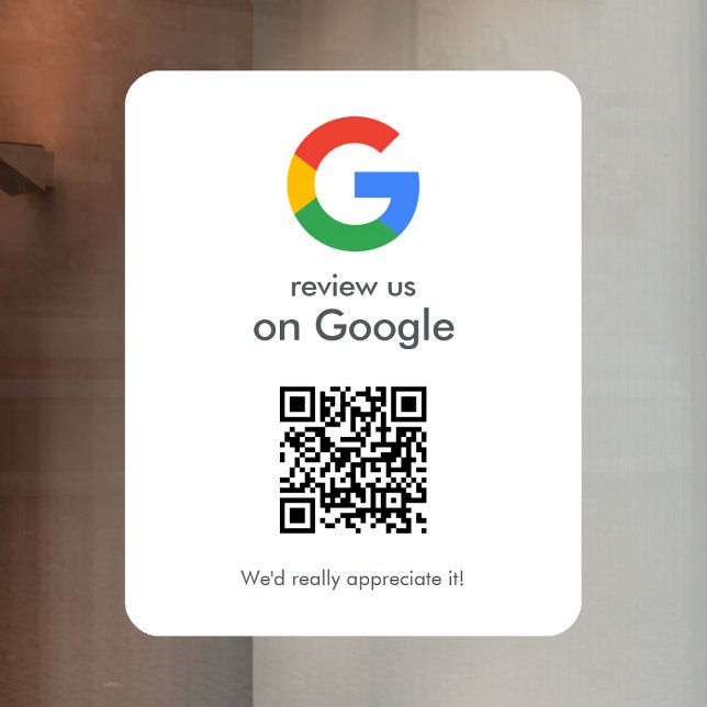 Google Bewertungen Fensteraufkleber | QR-Code Viny (Gain Google reviews & grow your business with this editable rating request window cling decal sign.)