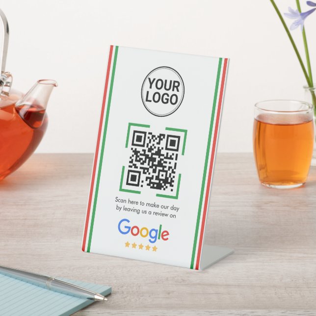 Google Bewertungen QR-Code Benutzerdefiniertes Log Sockelschild (In SItu)