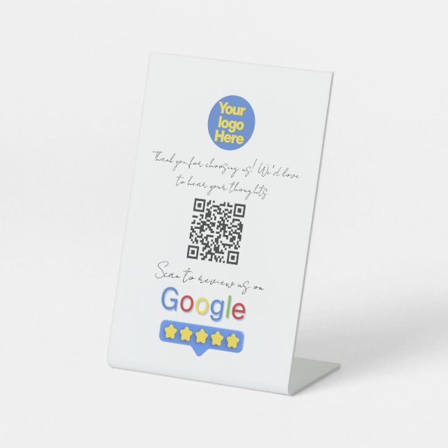 Google Bewertungen | QR-Code für Geschäftsbewertun Sockelschild (Vorderseite)