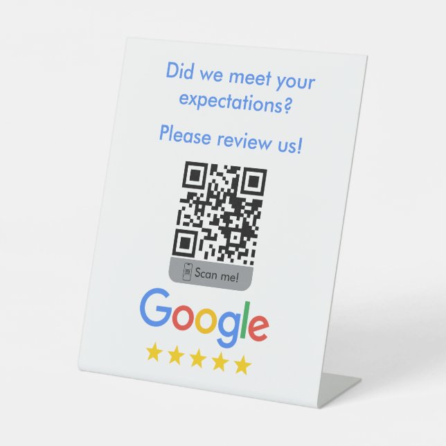 Google Bewertungen QR-Code-Podiumsschild Sockelschild (Vorderseite)