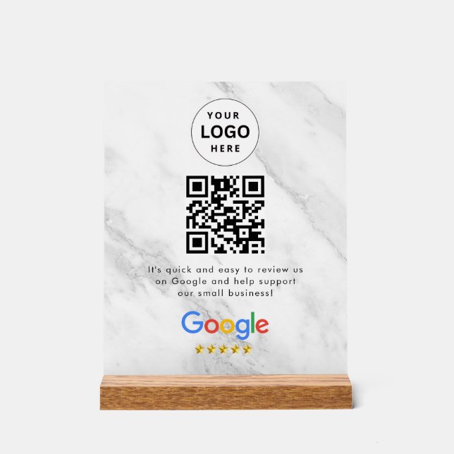 Google Bewertungen QR-Code-Tischschild Acrylschild (Vorderseite)