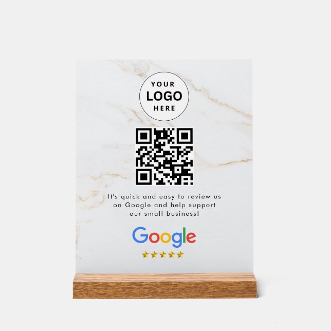 Google Bewertungen QR-Code-Tischschild Acrylschild (Vorderseite)