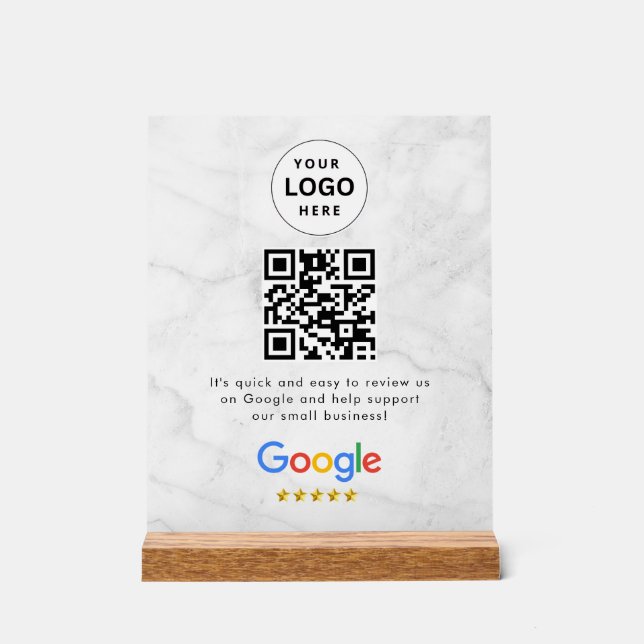 Google Bewertungen QR-Code-Tischschild Acrylschild (Vorderseite)