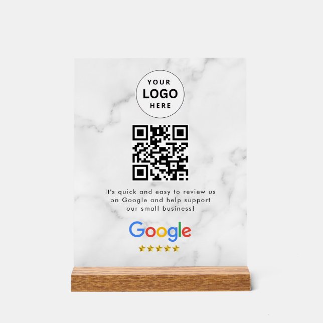 Google Bewertungen QR-Code-Tischschild Acrylschild (Vorderseite)
