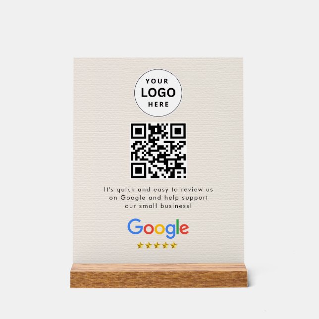 Google Bewertungen QR-Code-Tischschild Acrylschild (Vorderseite)