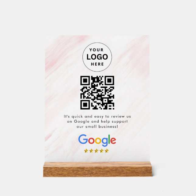 Google Bewertungen QR-Code-Tischschild Acrylschild (Vorderseite)
