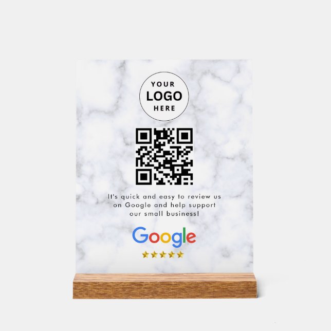 Google Bewertungen QR-Code-Tischschild Acrylschild (Vorderseite)