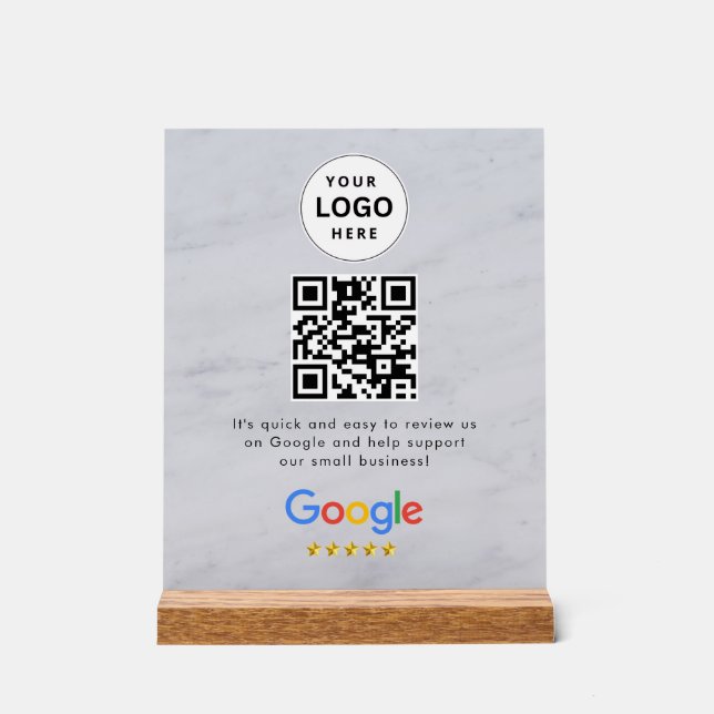 Google Bewertungen QR-Code-Tischschild Acrylschild (Vorderseite)
