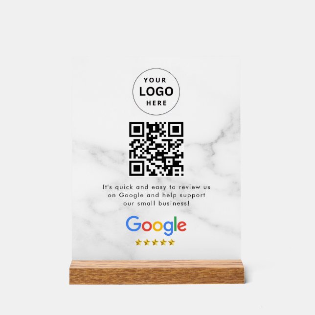Google Bewertungen QR-Code-Tischschild Acrylschild (Vorderseite)