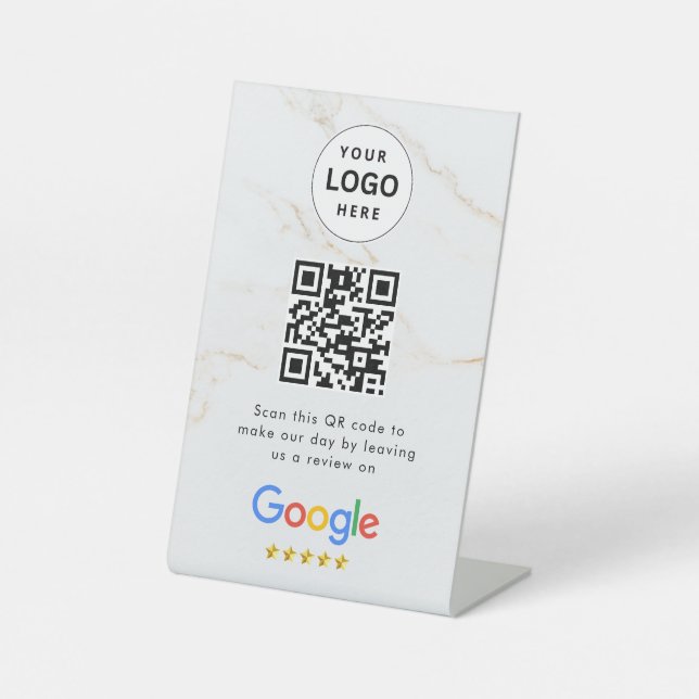 Google Bewertungen QR-Code-Tischschild Sockelschild (Vorderseite)