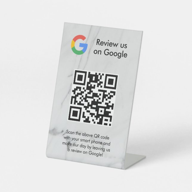 Google Bewertungen QR-Code-Tischschild Sockelschild (Vorderseite)